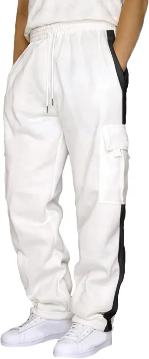 Men's Fleece Cargo Sweatpants Drawstring Loose Fit Sweatpants Casual Athletic Sports Trousers for Men with Pockets Men's Fleece Cargo Sweatpants Drawstring Loose Fit Sweatpants Casual Athletic Sports Trousers for Men with Pockets