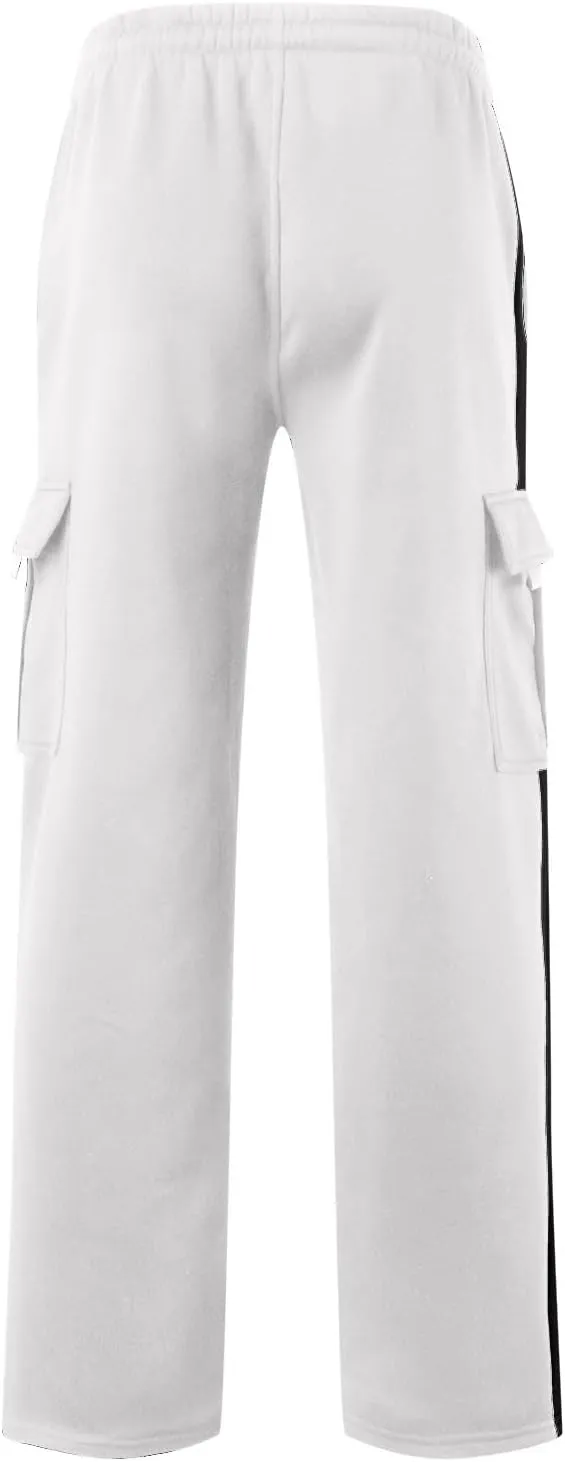 Men's Fleece Cargo Sweatpants Drawstring Loose Fit Sweatpants Casual Athletic Sports Trousers for Men with Pockets