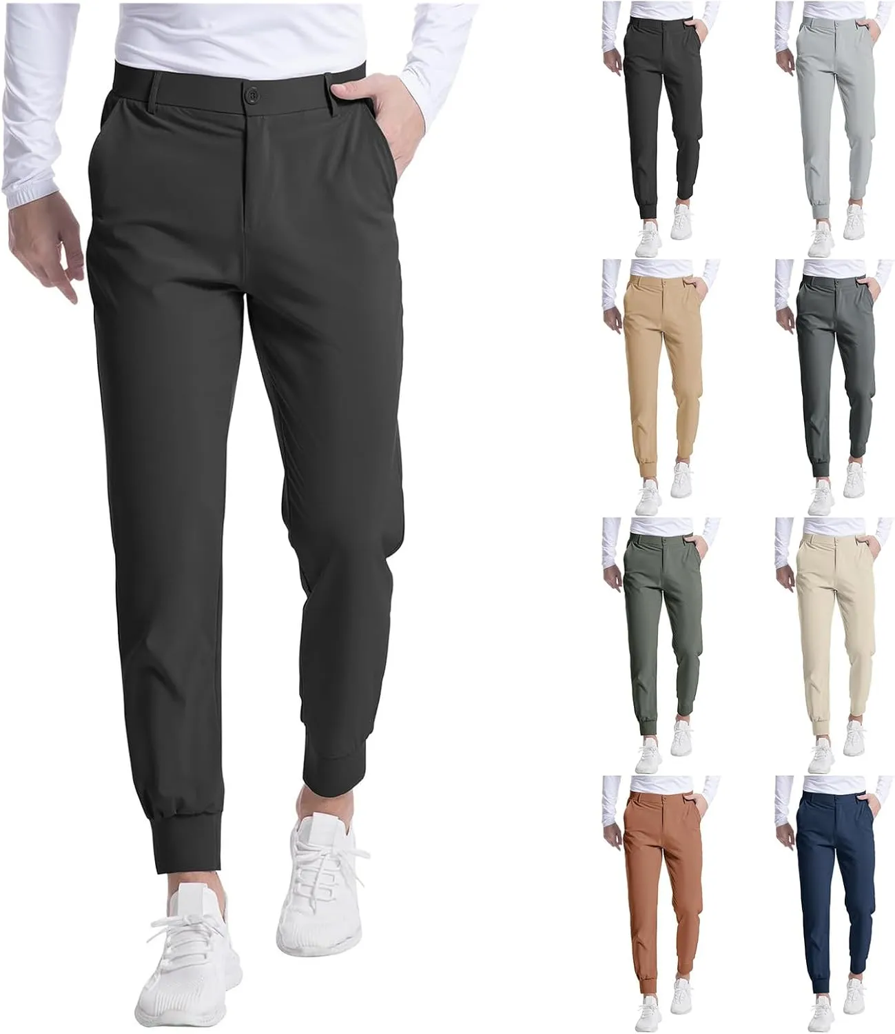 Men's Golf Joggers Pants Stretch Slim Fit Work Dress Pants Athletic Casual Sweatpants Lightweight Casual Comfy Trouser