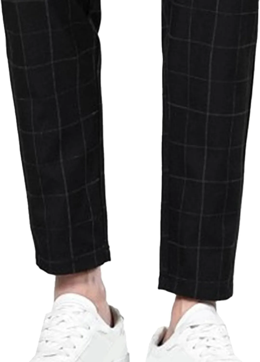 Men's Regular Plaid Slim Fit Trousers Fashion Casual Feet Suit Pants Casual Ankle Length Pencil Pants