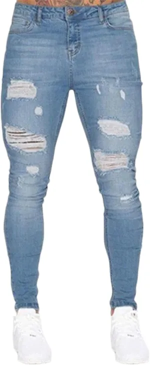 Men's Ripped Jeans Slim Fit Stretch Denim Pants Tapered Leg Fashion Jeans Comfort Skinny Biker Denim Pants for Men Men's Ripped Jeans Slim Fit Stretch Denim Pants Tapered Leg Fashion Jeans Comfort Skinny Biker Denim Pants for Men