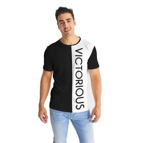 Mens Shirt, Victorious Black and White Graphic Text Style Top