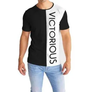 Mens Shirt, Victorious Black and White Graphic Text Style Top