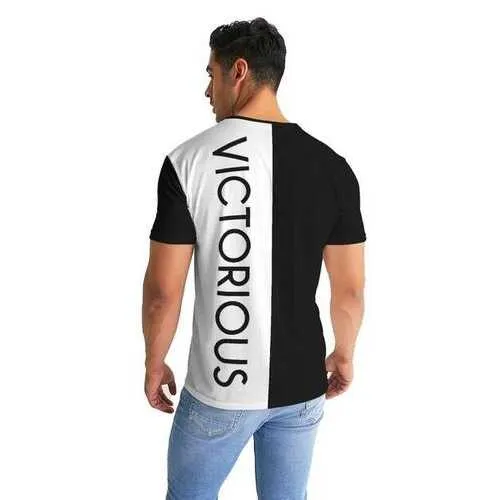 Mens Shirt, Victorious Black and White Graphic Text Style Top