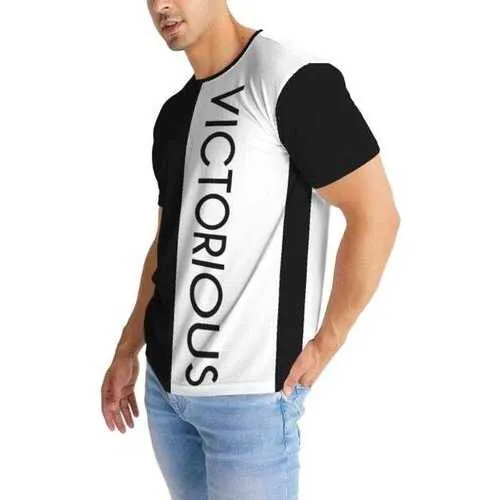 Mens Shirt, Victorious Black and White Graphic Text Style Top