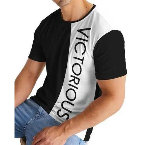 Mens Shirt, Victorious Black and White Graphic Text Style Top