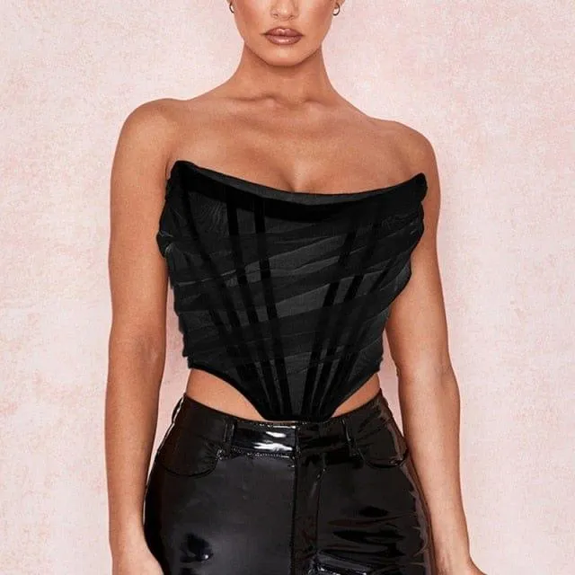 Mesh Corset Crop Top