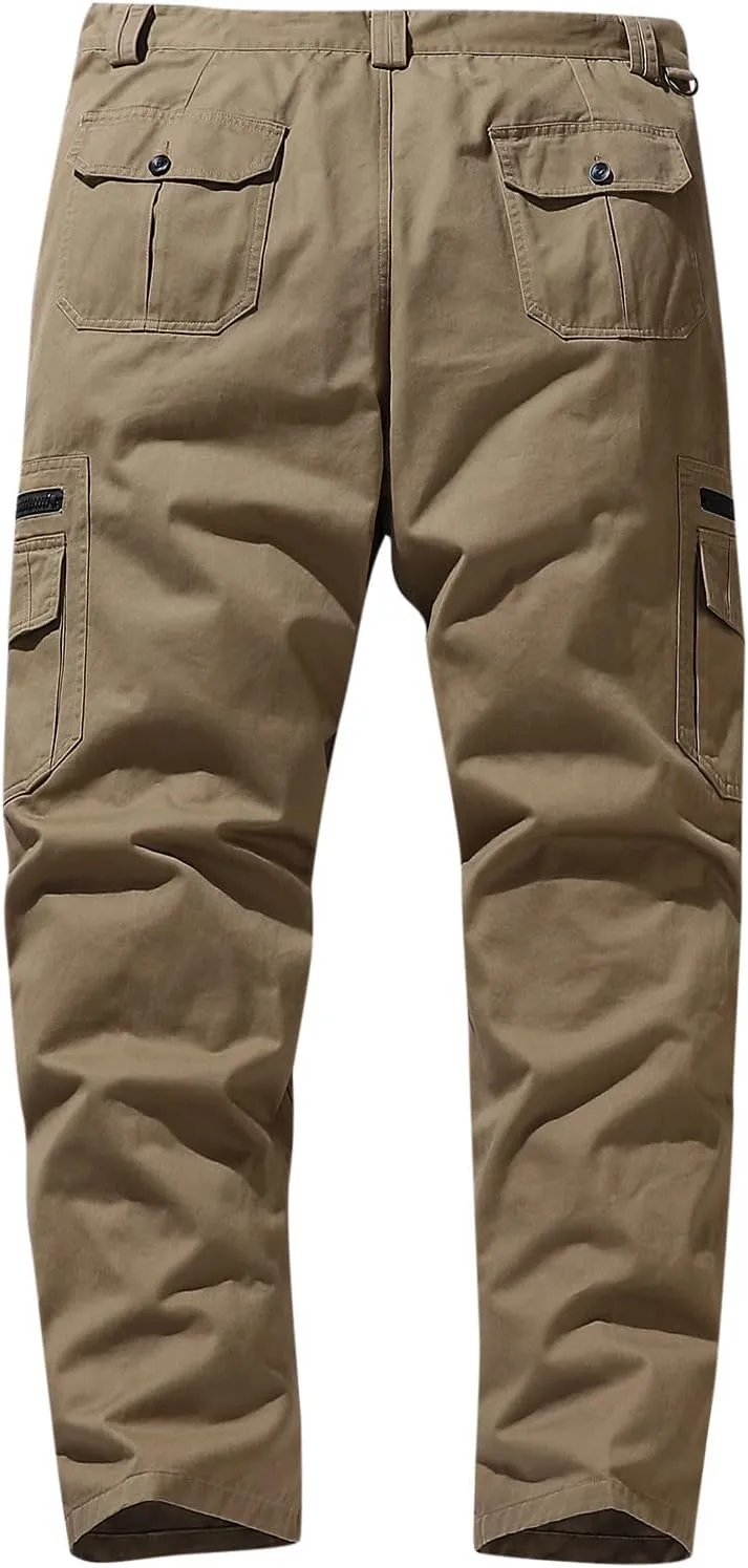 Muscularfit Black Cargo Pants for Men Outdoor Fashion Cotton Multi Pockets Tactical Trousers Comfort Stretch Sweatpants 2023