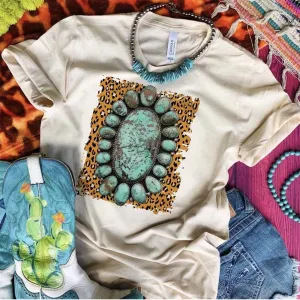 Mustard Leopard Turquoise Stone Tee *Online Exclusive*