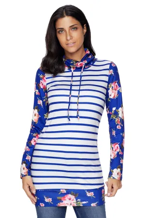 Navy Striped and Floral Sweatshirt