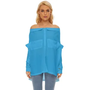 Off Shoulder Chiffon Pocket Shirt