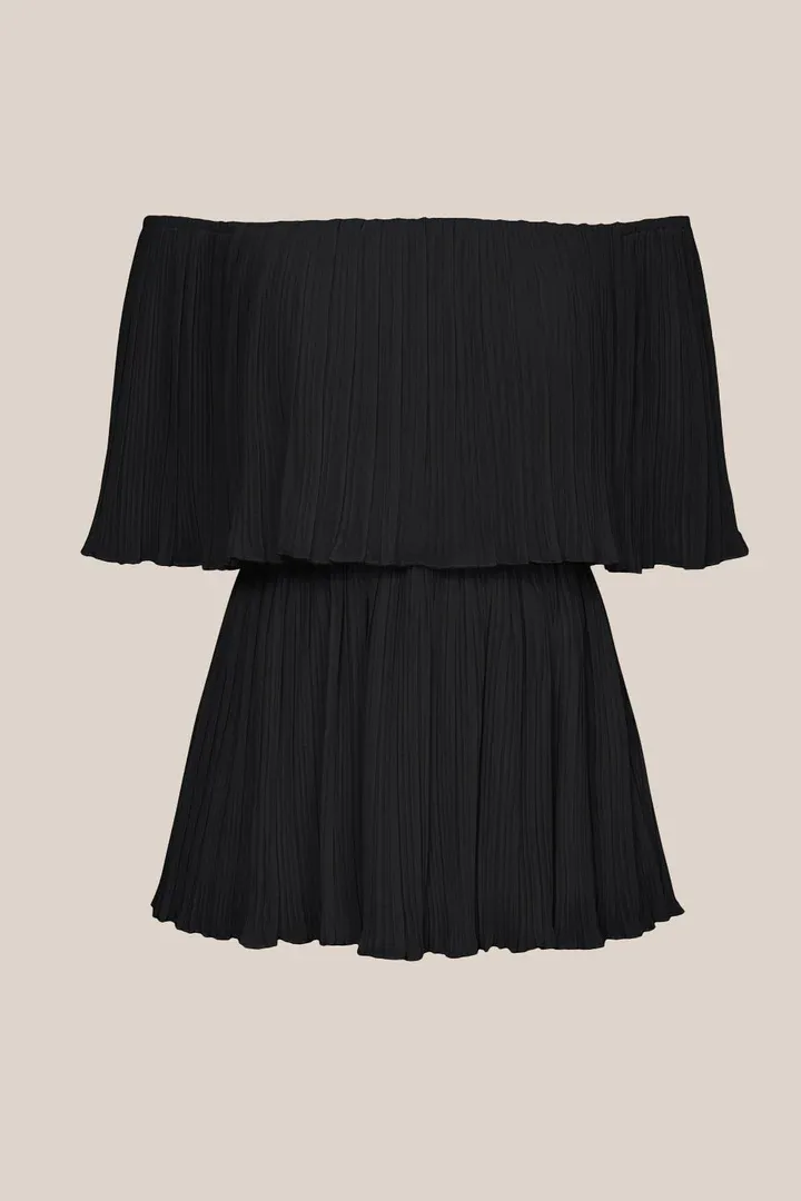 Off Shoulder Elastic Waist Pullover Tops - Black