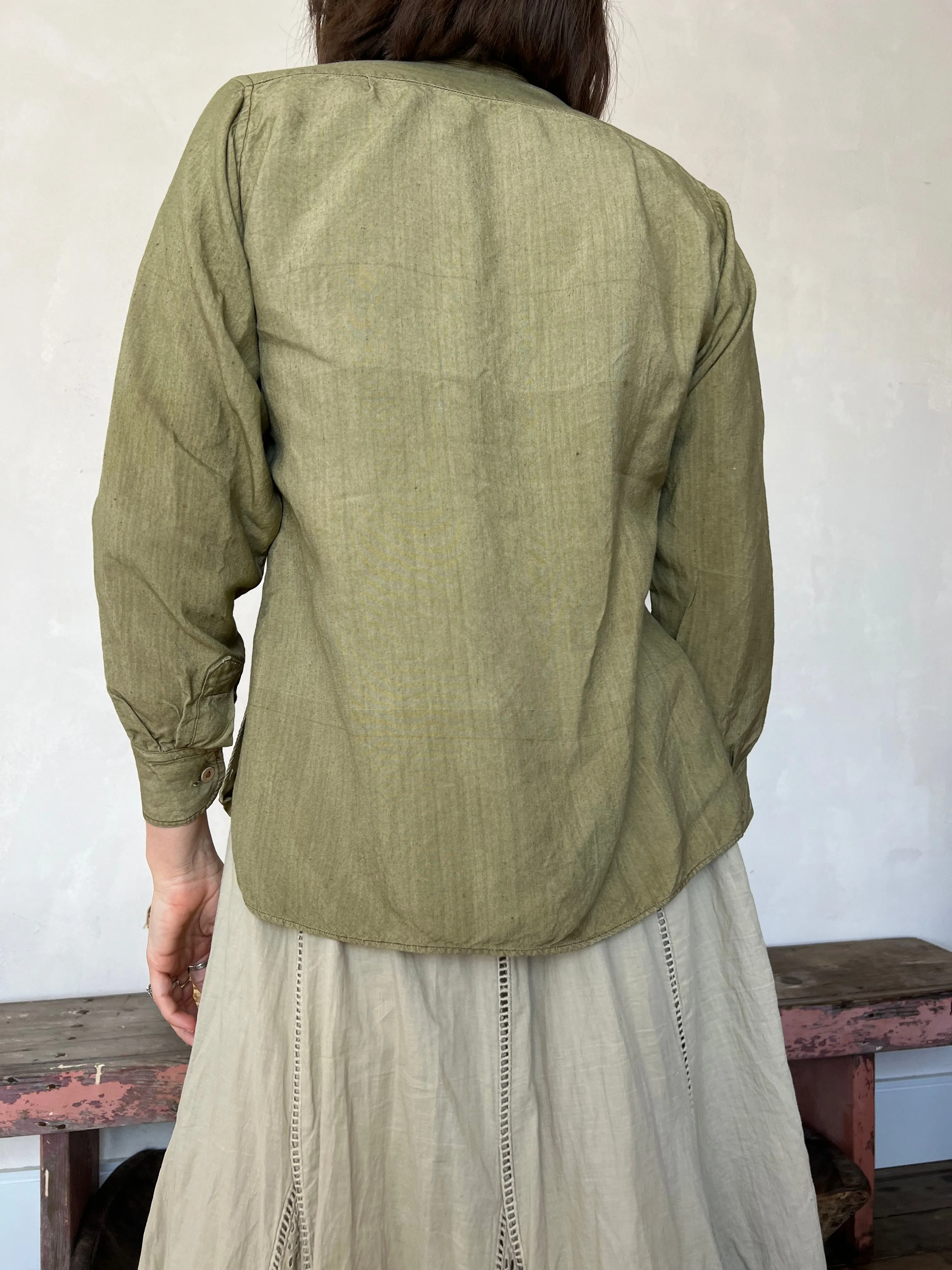Olive Green Peasant Blouse