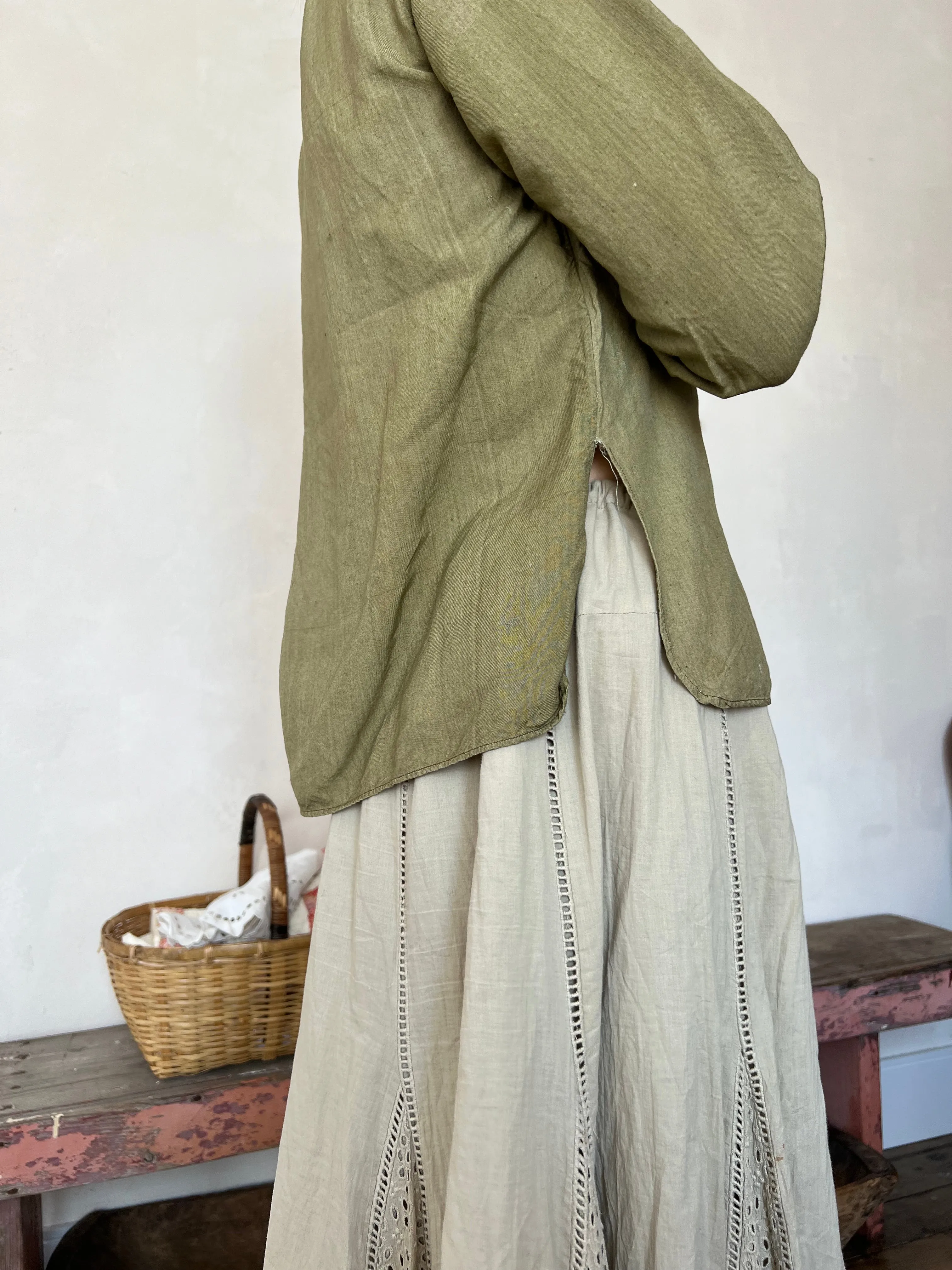 Olive Green Peasant Blouse
