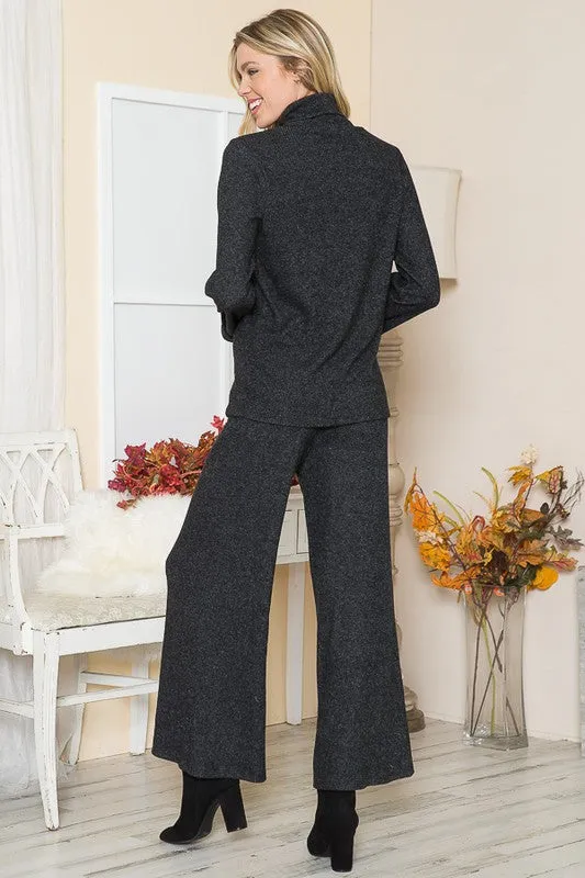 Orange Farm Clothing Two Tone Fold Over Waist Wide Leg Pants