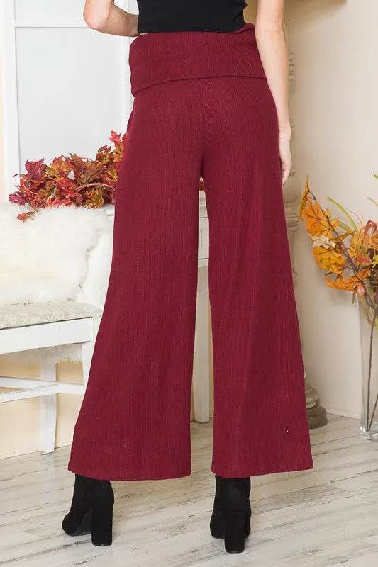 Orange Farm Clothing Two Tone Fold Over Waist Wide Leg Pants