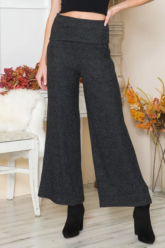 Orange Farm Clothing Two Tone Fold Over Waist Wide Leg Pants
