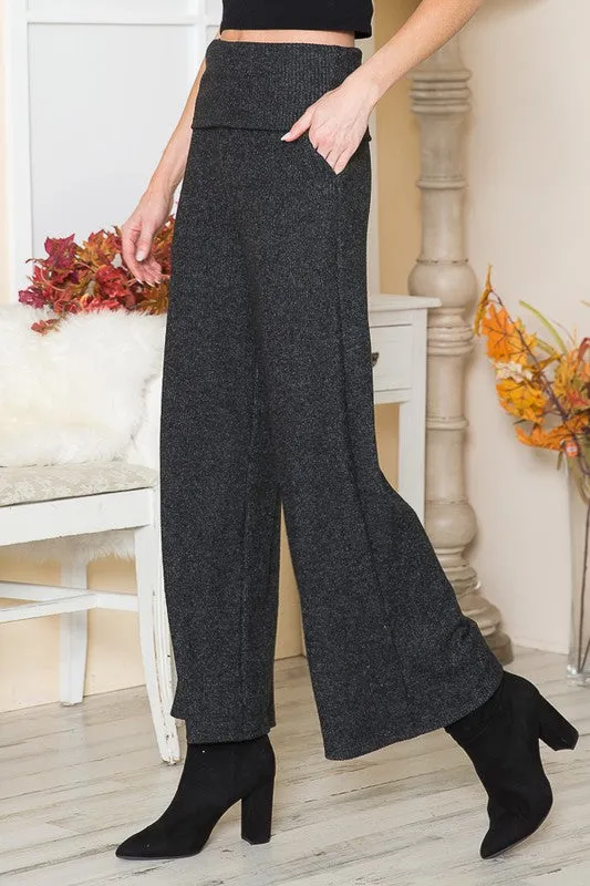 Orange Farm Clothing Two Tone Fold Over Waist Wide Leg Pants