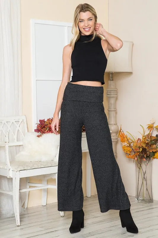 Orange Farm Clothing Two Tone Fold Over Waist Wide Leg Pants