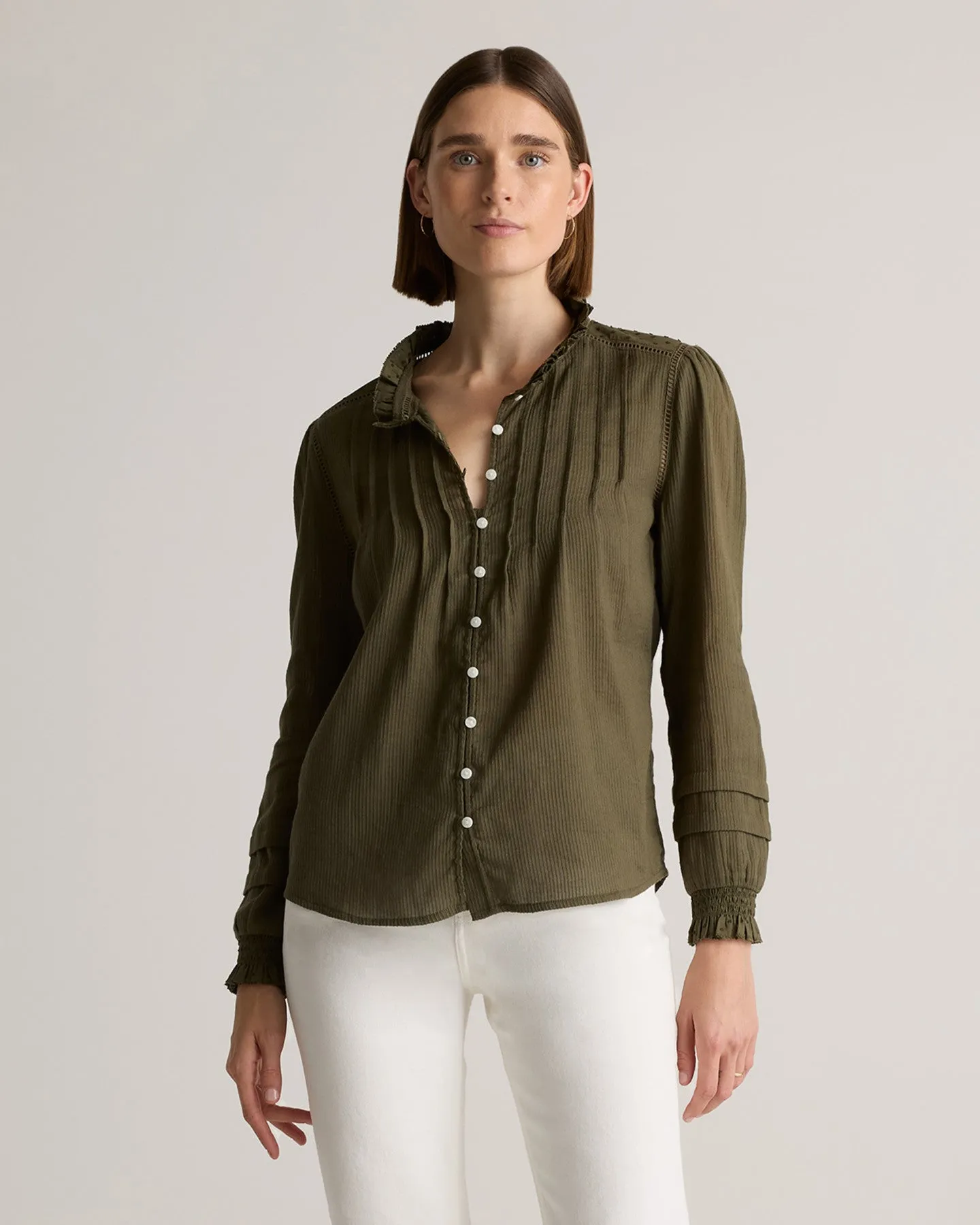 Organic Textured Cotton Peasant Blouse