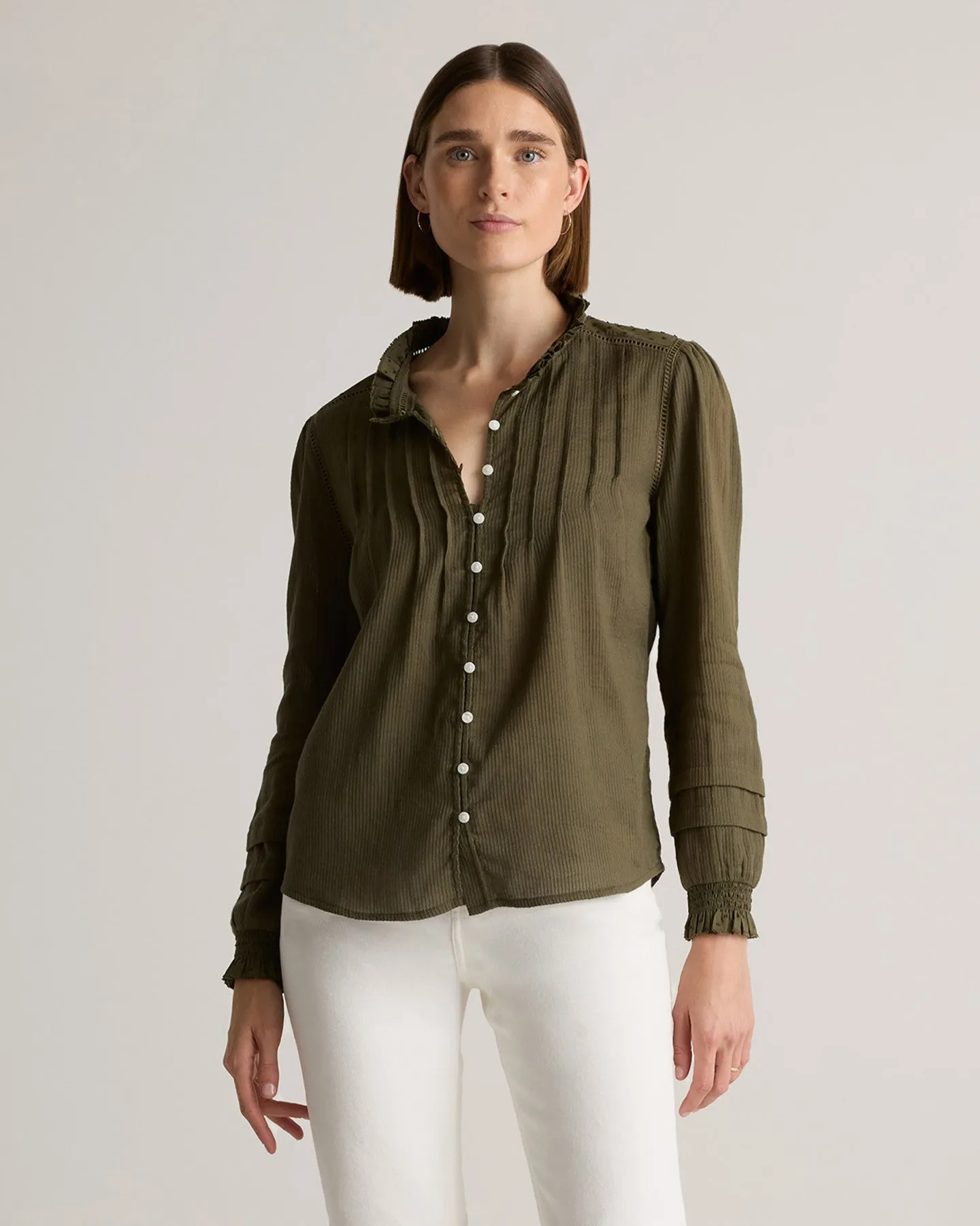 Organic Textured Cotton Peasant Blouse