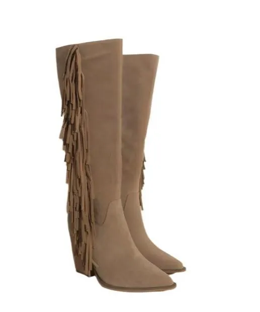 Out West Knee-High Fringe Boots