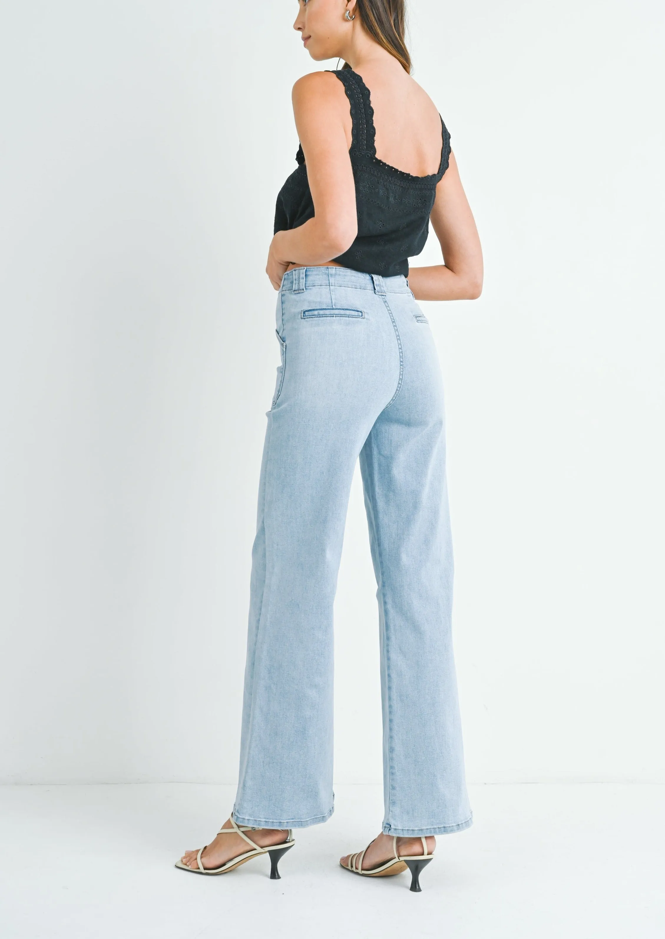 patch pocket wide leg flare s287