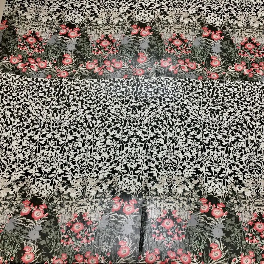Pink Floral Jungle Panel Print Chiffon Fabric