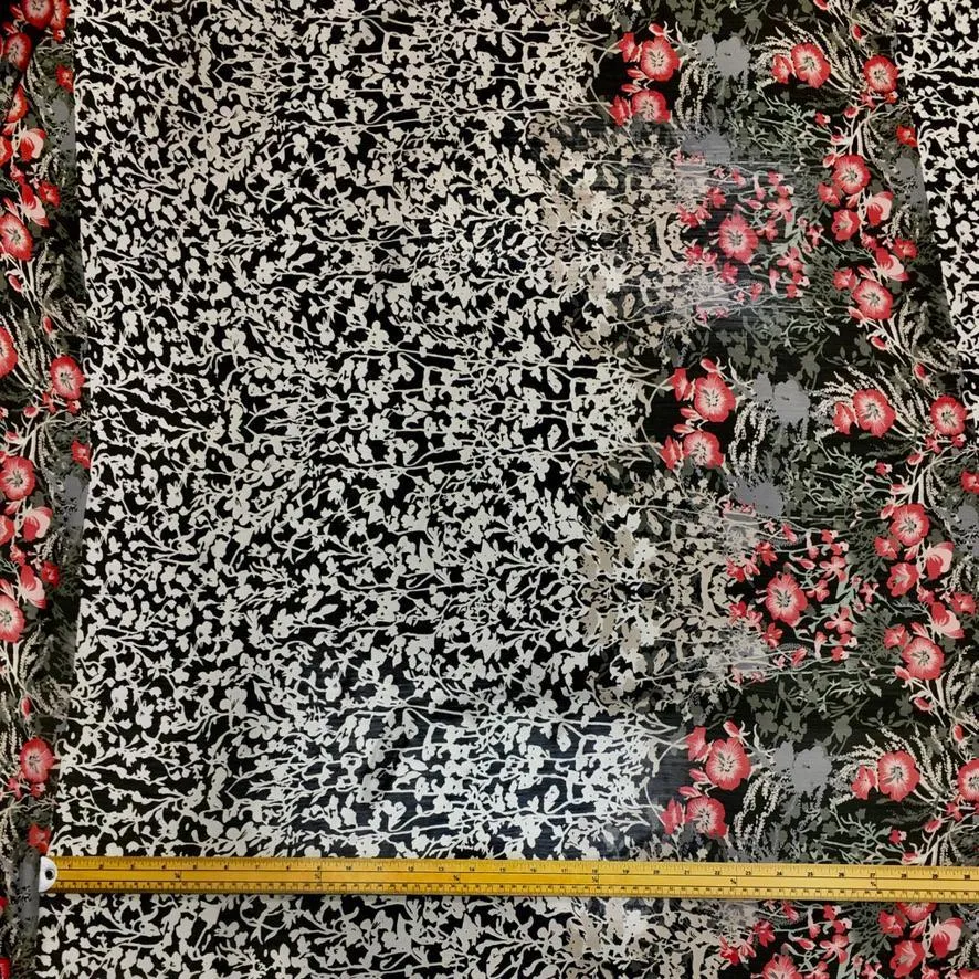 Pink Floral Jungle Panel Print Chiffon Fabric