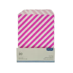 Pink Striped Paper Treat Bags ( Case of 48 )