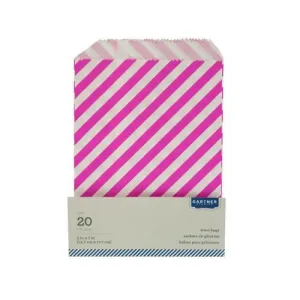 Pink Striped Paper Treat Bags ( Case of 72 )