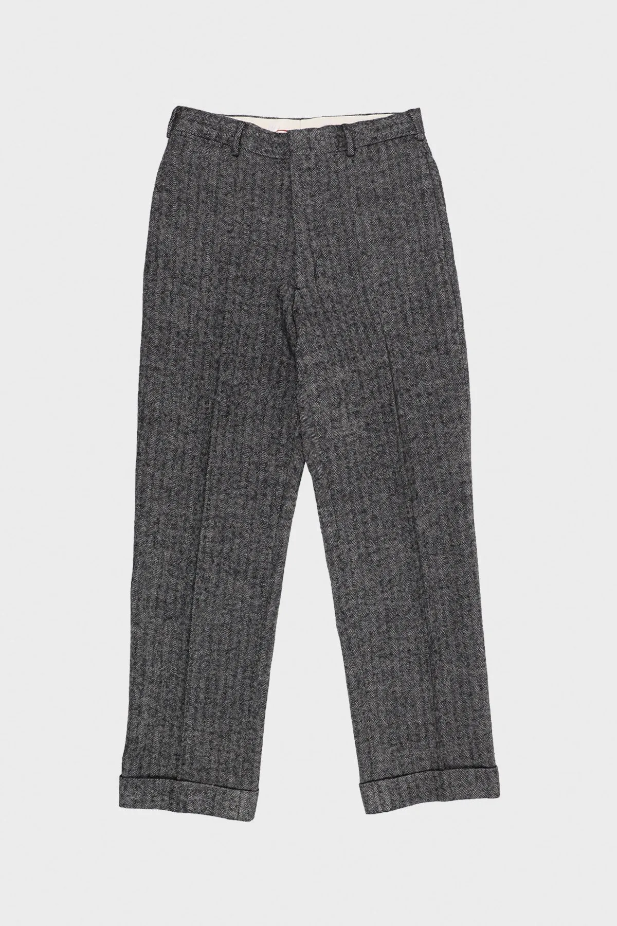 Piped Stem Pants - Gray Herringbone Tweed
