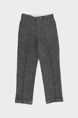 Piped Stem Pants - Gray Herringbone Tweed