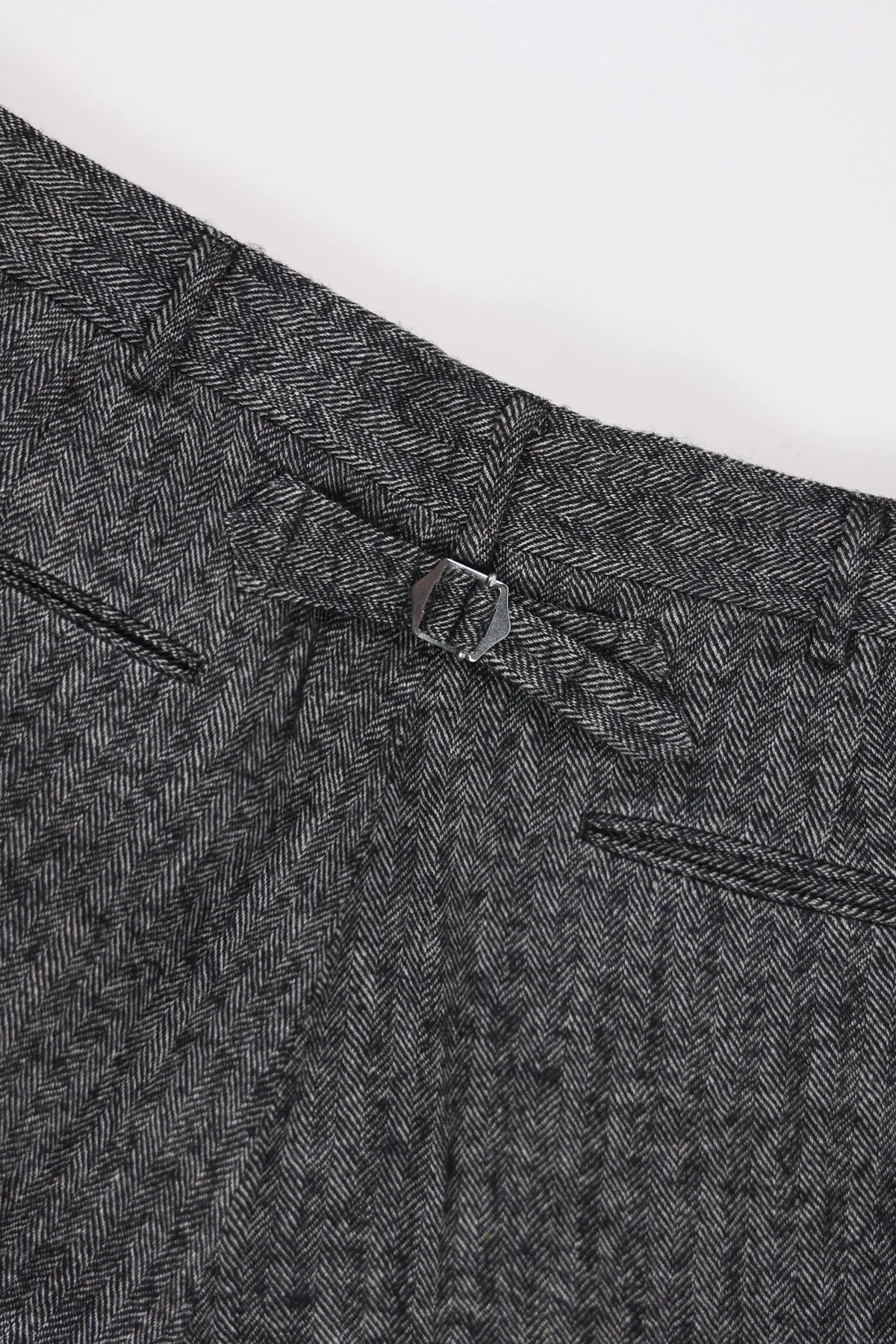 Piped Stem Pants - Gray Herringbone Tweed