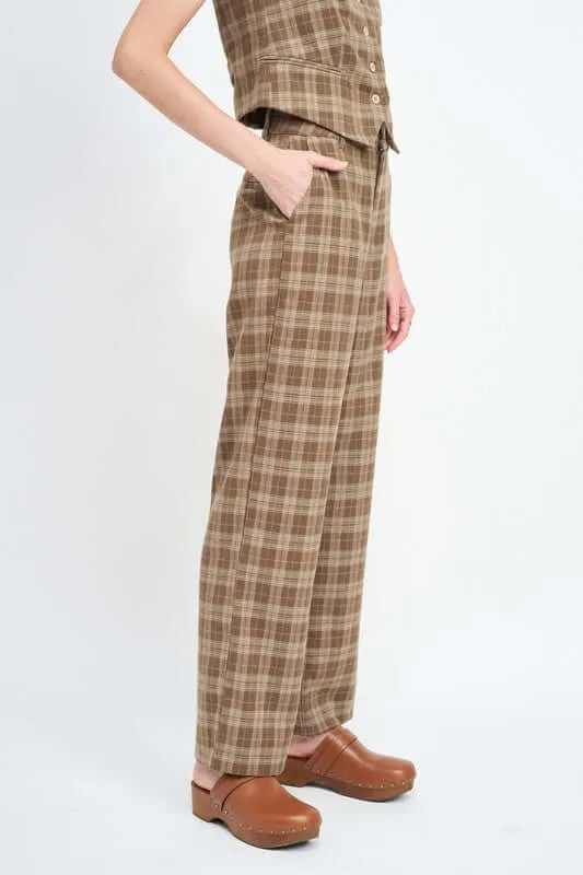 PLAID HIGH WAIST TROUSERS