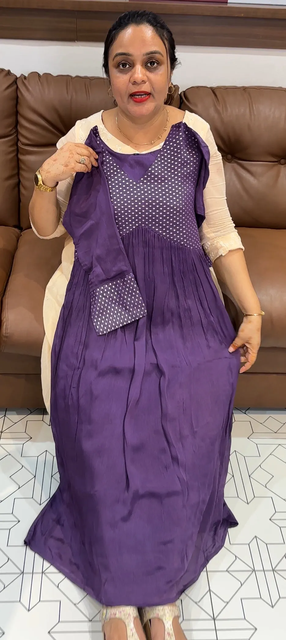 PLATINUM CHIFFON ALINE TOPS - IHA 20194