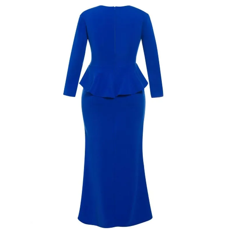 Plus Size Long Sleeve Double-Layered Women's Maxi Dress #Long Sleeve