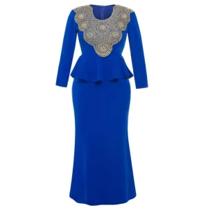 Plus Size Long Sleeve Double-Layered Women's Maxi Dress #Long Sleeve