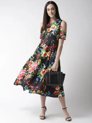plusS Women Black  Green Printed Maxi Dress