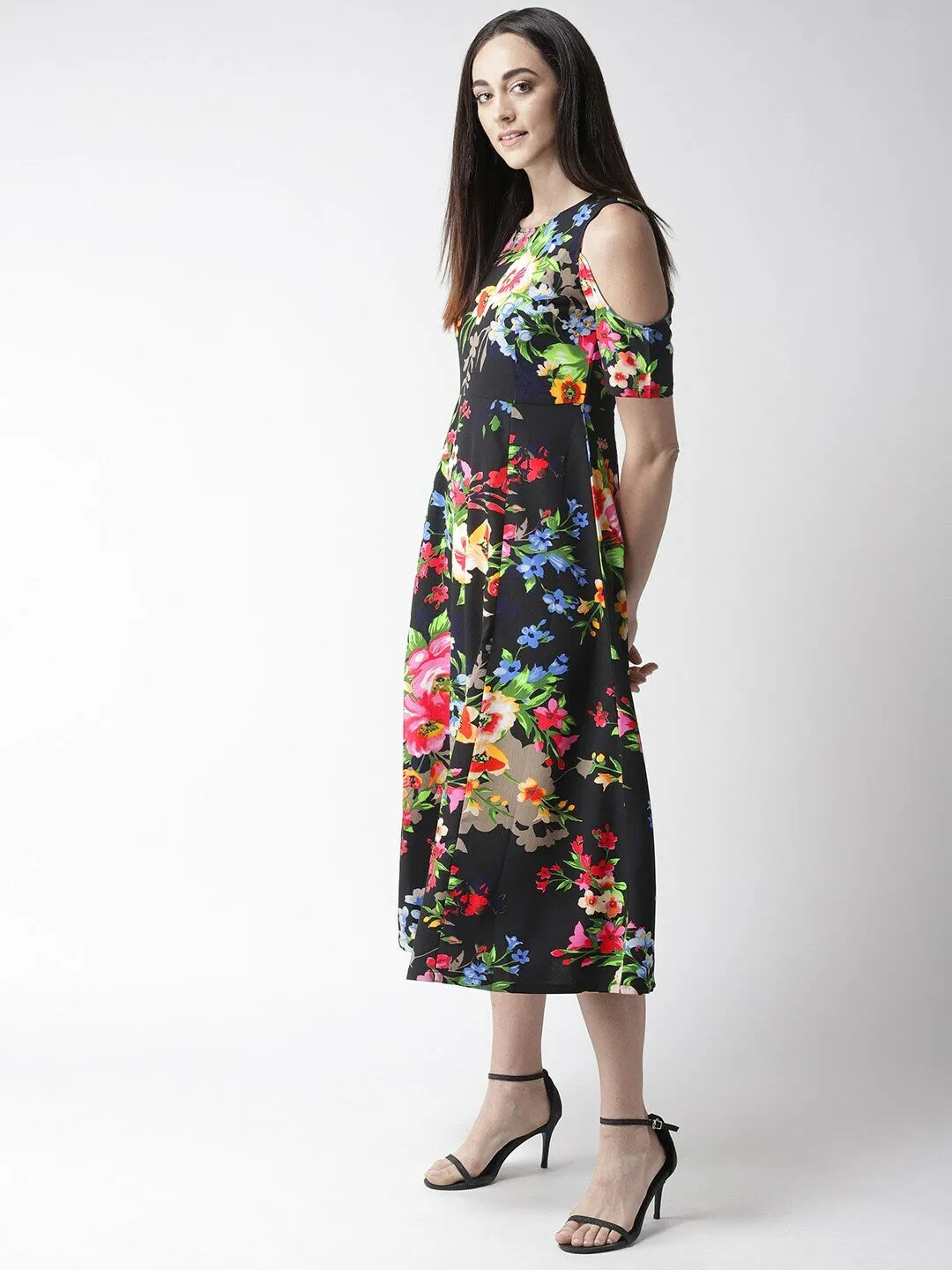 plusS Women Black  Green Printed Maxi Dress