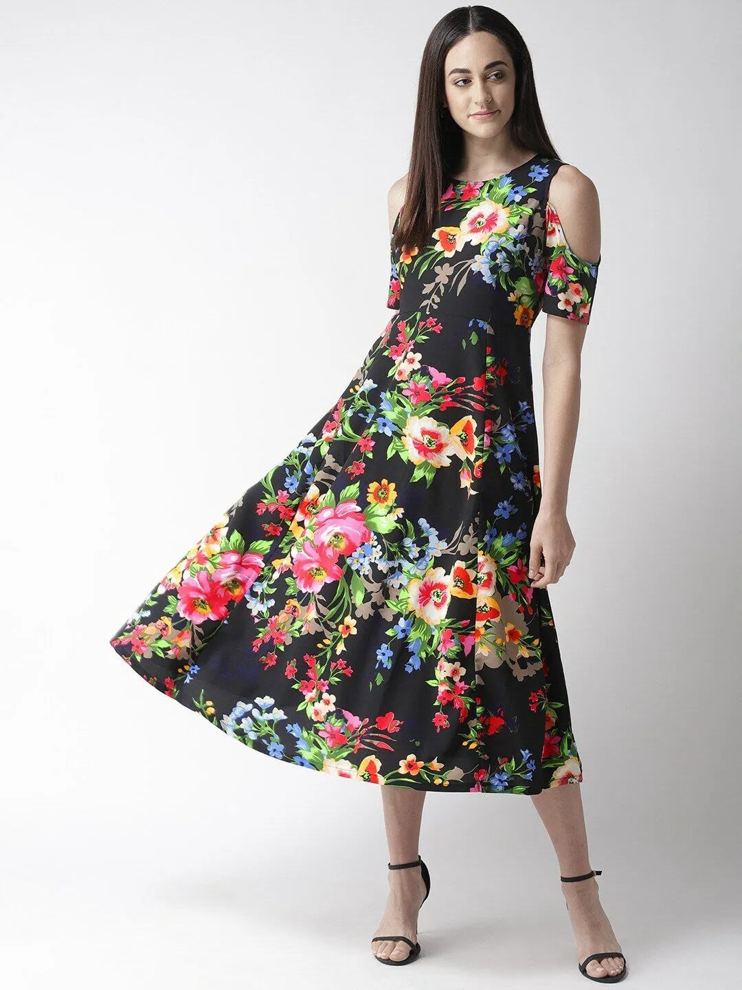 plusS Women Black  Green Printed Maxi Dress