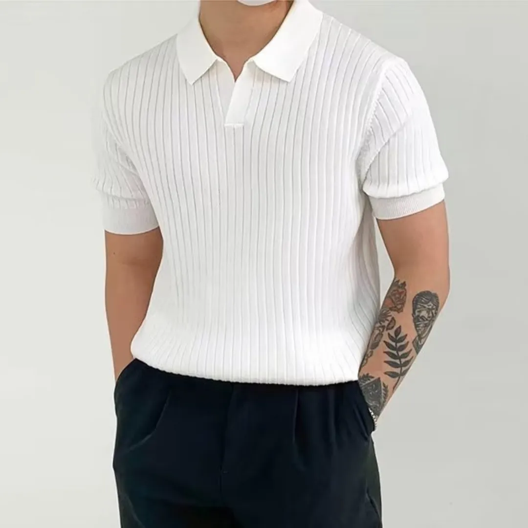 Premium Short-Sleeved Knitted Sweater | White