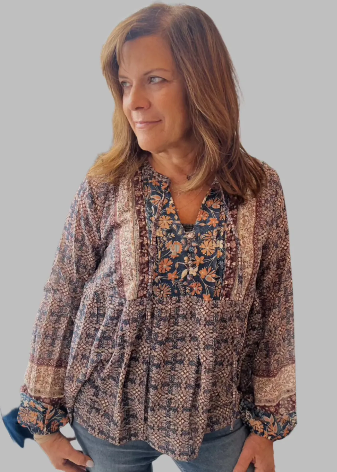 Printed Peasant BLouse
