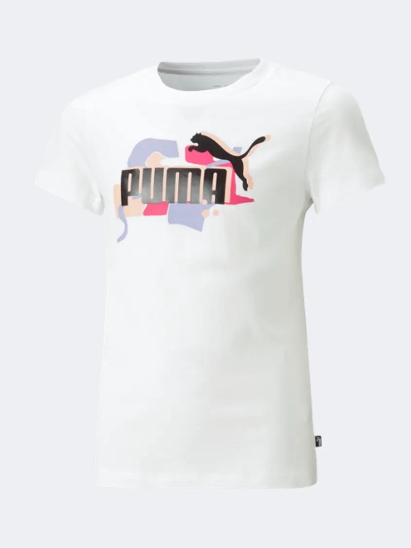 Puma Essentials  Street Art Logo Girls Lifestyle T-Shirt White