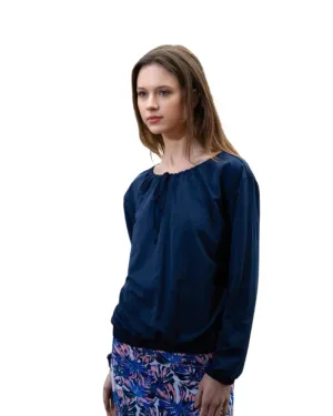 R22-PT-NAVY Navy Peasant Swim Top