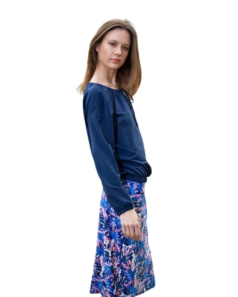 R22-PT-NAVY Navy Peasant Swim Top