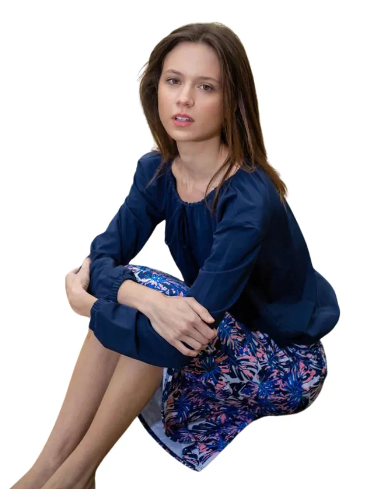 R22-PT-NAVY Navy Peasant Swim Top