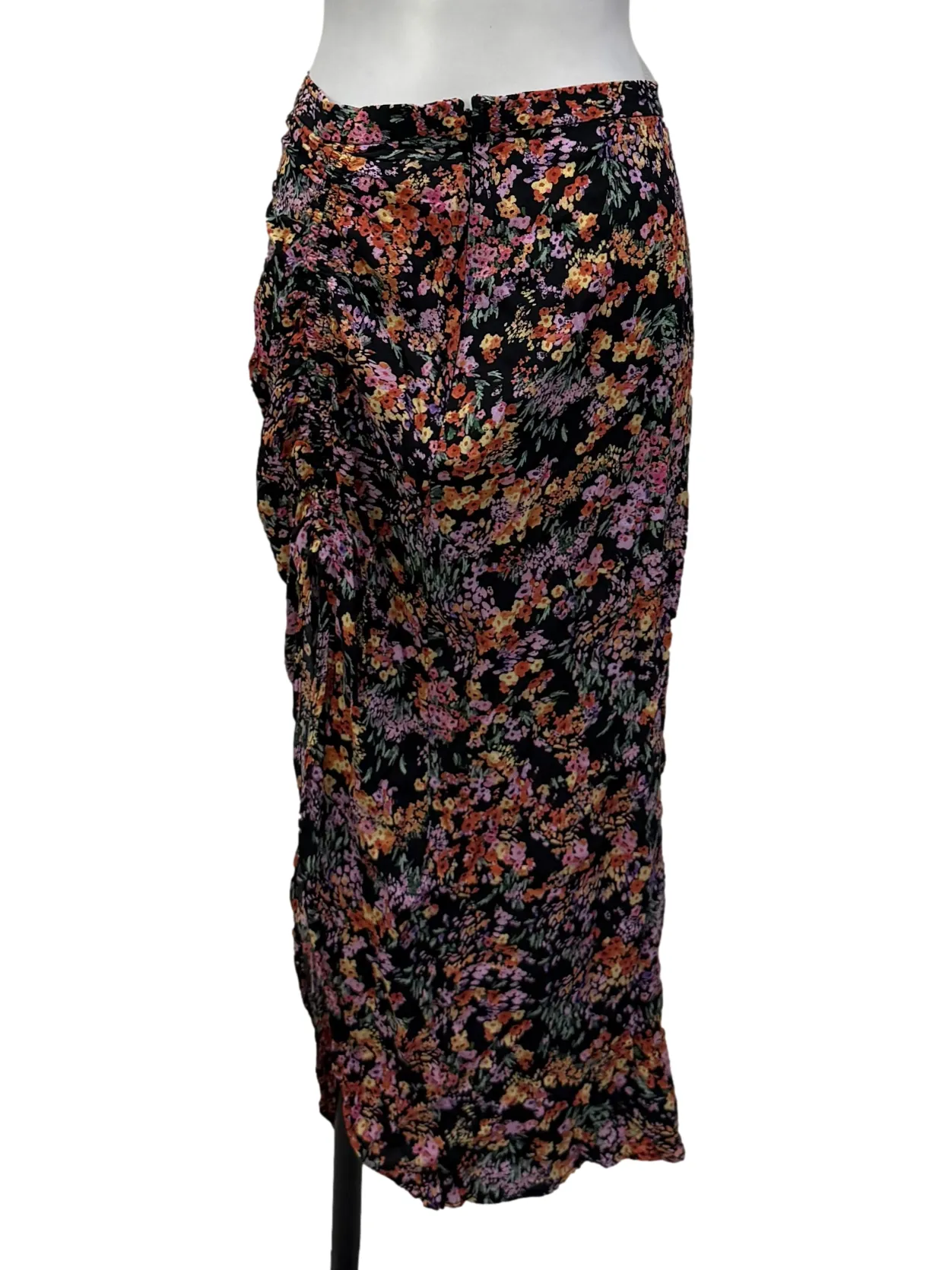Raven Black Floral Side Slit Skirts