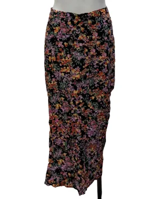 Raven Black Floral Side Slit Skirts