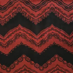 Red and Black Zig Zag Paisley Chiffon Fabric